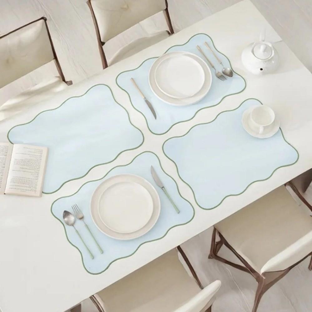 Nordic Waterproof Dining Mat Oil-Proof Rectangular Solid Place Mat Lace Decorative Edge Heat-Resistant Table Mats Kitchen Supply