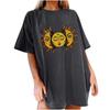 Women's Vintage Sun And Moon Printed Pattern Casual Short Sleeve Tops Blouse