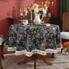 Round Vintage American Style Jacquard Tablecloth With Floral Dining Table Caf Decor