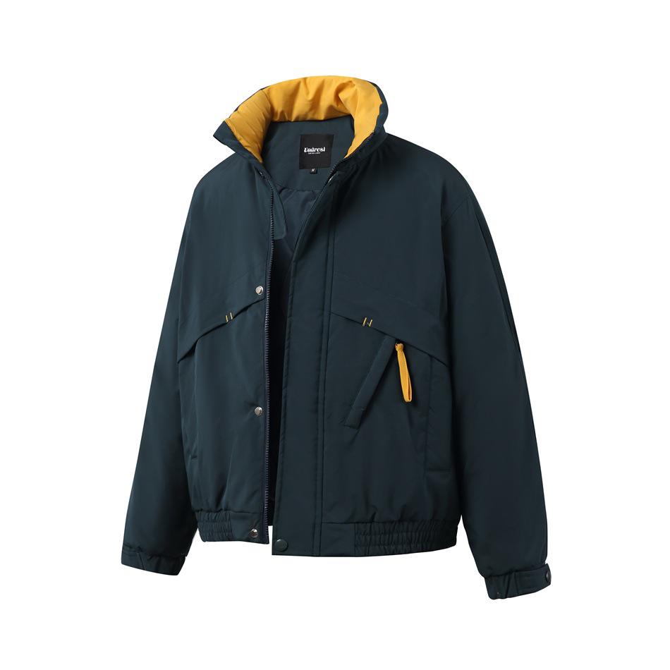 UNDREST Unisex Color Block Stand Collar Cotton Windbreaker Winter Jacket MA48