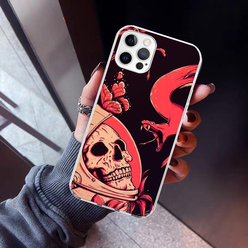 Retro Skull Butterfly Phone Case For iPhone 17 Air 11 13 Mini 14 15 Plus 16 12 Pro Max 16E SE 7 8 Pattern Soft TPU Back Cover  1