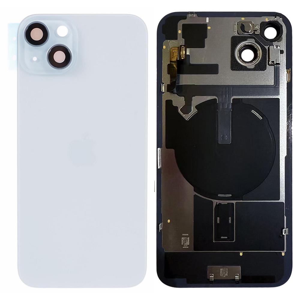 For iPhone 15 Plus OEM Disassembly Battery Housing Cover+Camera Lens Cover+Wireless Charging Port Cable