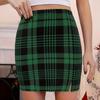 Women's Summer Striped Plaid Clashing Colour Package Hip High Waist Split Half-body Skirt