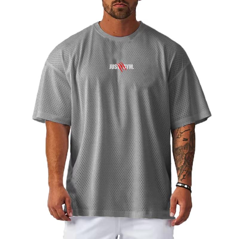 2026 Mens Running TShirts Oversized Loose Sports Half Sleeve T Shirts Summer Mesh Quick Dry Fitness Workout Just Gym Clothing