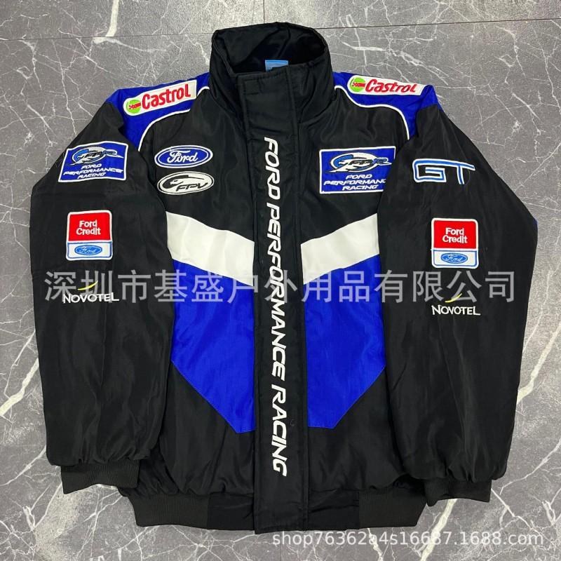 Vintage F1 Racing Embroidered Jacket Cotton Padded Motorcycle Riding Baseball Coat Unisex