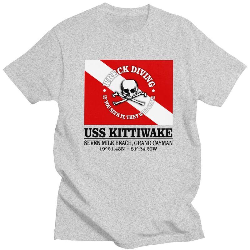 Custom USS Kittiwake Scuba Diving T Shirt for Men 100 Cotton Tee Short Sleeves Diver Dive Flag Tshirts Slim Fit Clothing Gift