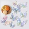 12Pcs/Set 3D Hollow Butterfly Wall Sticker Gold Silver Rose Wedding Decoration Living Room Home Decor Butterflies Decal Stickers KTY