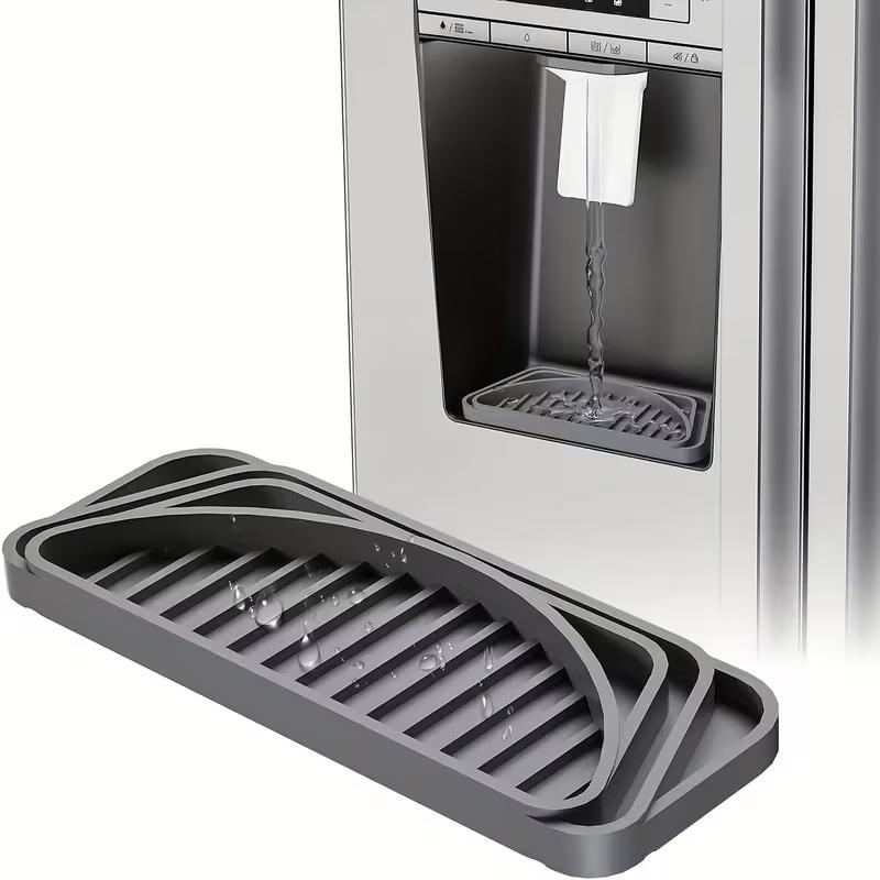 Silicone Refrigerator Drip Catcher Tray Water Dispenser Drip Tray Ice Protector Pan With Raised Ridge Fridge Spill Prevention
