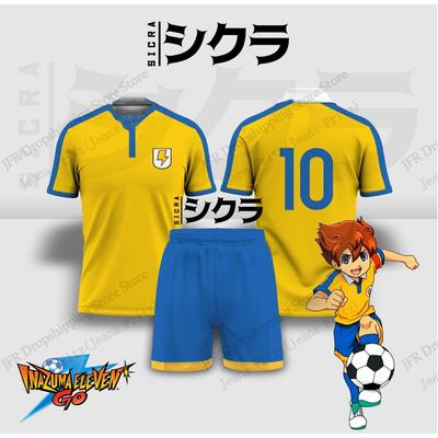 Jersey Set Jersey Inazuma Eleven Anime Football 3d Print Set Men Fashion T-shirt+Short 2Piece Atasan Sports Tracksuit Suit Kids