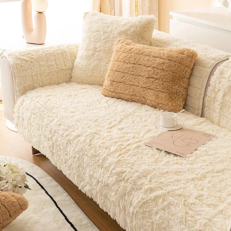 Winter Thick Plush Sofa Cushion Non-slip Keep warm Couch Cushion Covers Universal Sofa Towel Fabric for Living Room Carpet Chair
