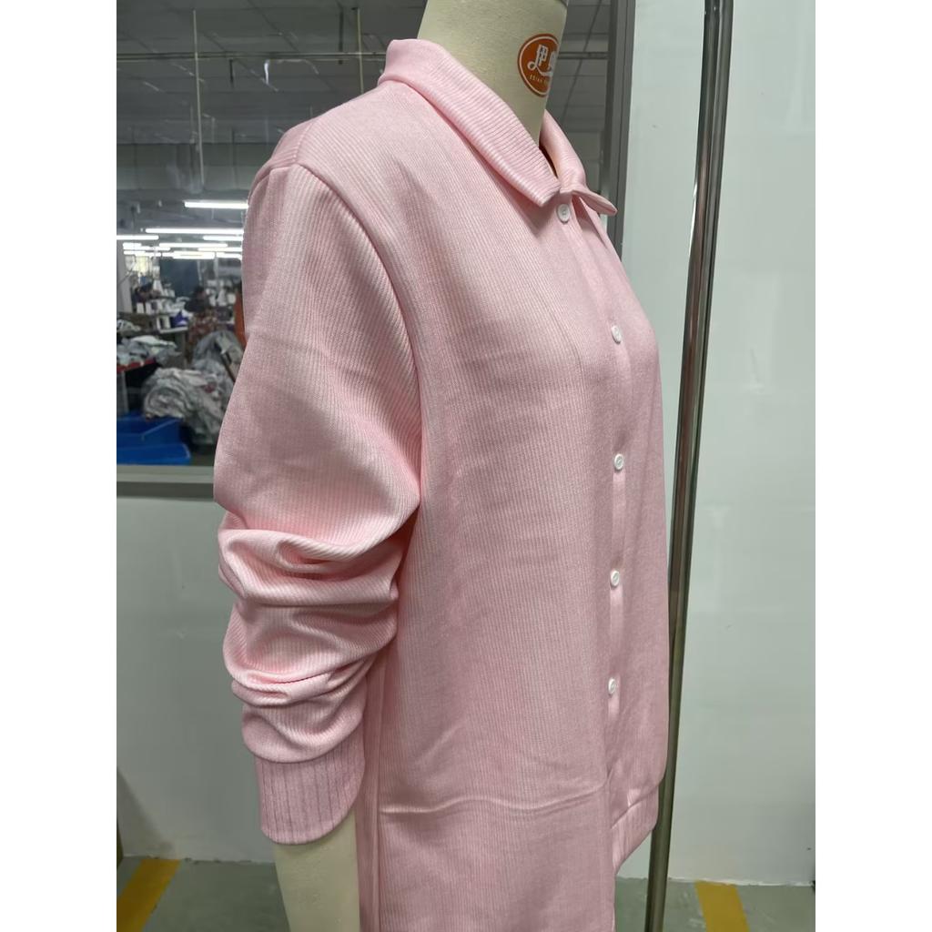 Damenhemd mit Revers und Strickjacke, Einfarbig gestrickt, 3D-Druck, Weihnachten, Herbst, Winter