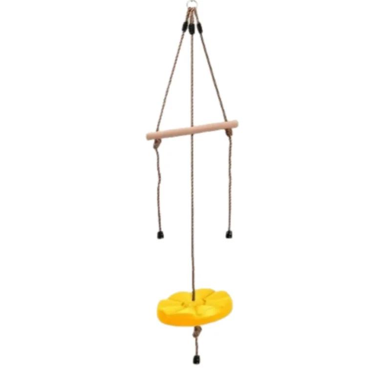 

Детские дисковые качели, качели-шест для лазания, качели в форме лепестка, игрушки для помещений и улицы, для заднего двора, пластиковые дисковые качели, детское спортивное оборудование жёлтый