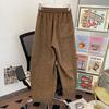 Multi-pocket drawstring sweatpants men's and women's thin wide-legged loose and lazy style versatile corduroy casual trousers