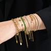 Stainless Steel Gold Green Zircon Stacked Bracelet Women, Titanium Steel Accessories Personalized Fashion Jewelry