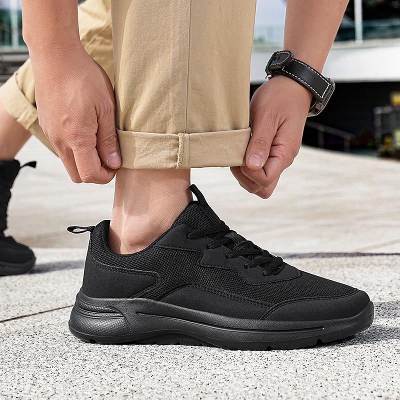 Fashion Men's Large Size Breathable Mesh Sports Shoes Lightweight Summer Fashion Sneakers Pure Color Trendy Walking Casual Footwear