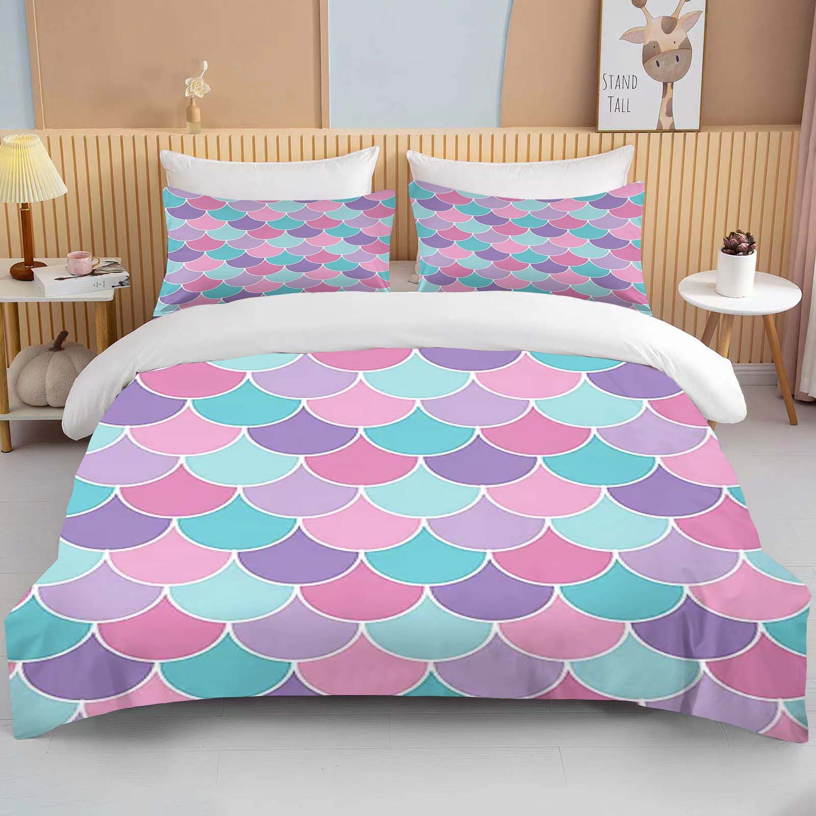 

Fantasy Fish Scale Art Print Bedding Set Duvet Cover 1 Duvet Cover 2 Pillowcases Adult and Children Bedding Set Luxury Gril Gift EU Twin 135X200cm&set