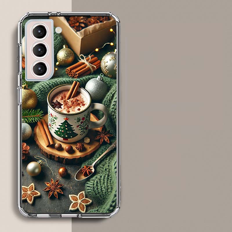Christmas Spiced Gingerbread Latte Phone Case For Samsung Galaxy S25 Edge S24 S23 FE S21 S20 S10 Plus S22 S26 Ultra Cover Clear