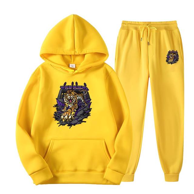 Gothic Retro Fierce Tiger Print Women's Spring and Autumn New Original Design Hoodie Set Pure Cotton Oversized Street