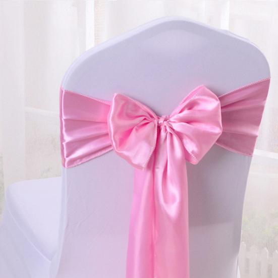 10Pcs Chair Back Flower Satin Chair Tie Bow DIY Bow Tying Banquets Parties Weddings Decoration Chair Styling Accessories