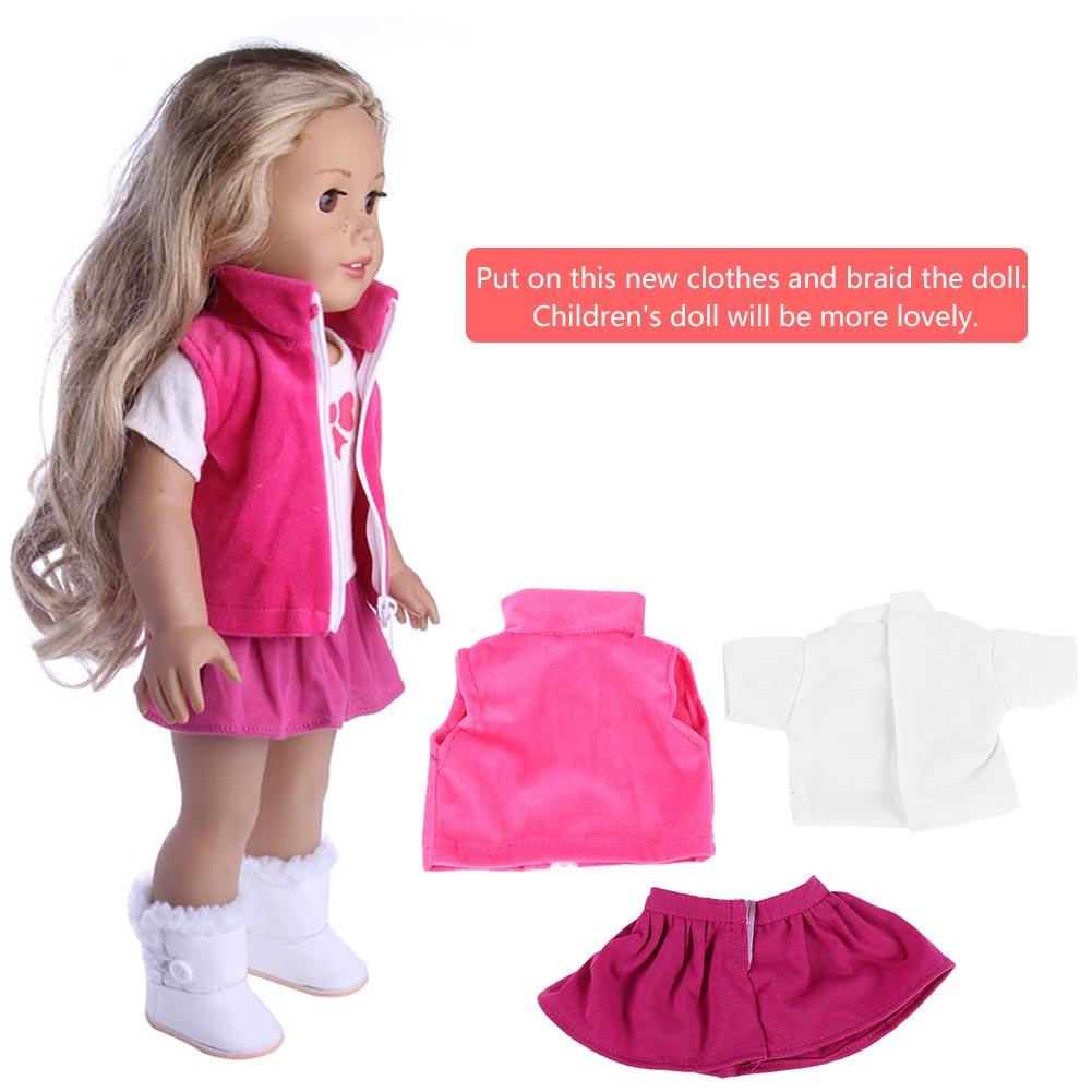 3pcs/set Girl Doll Clothes Dress Suit Set Top Skirt Coat for 18inch Girls Baby Dolls (n1339)