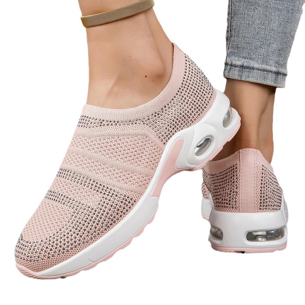 New Fly-woven Large-size Women's Shoes, Sports Soft Sole, One Pedal, Breathable, Casual and Comfortable Running Women's Shoes