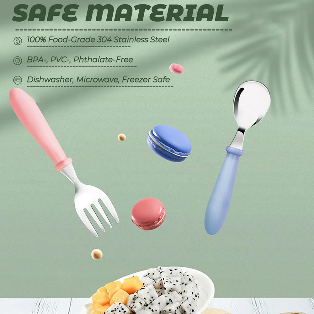 Gadget per bambini Set da tavola Utensili per bambini Stoviglie per bambini in acciaio inossidabile Posate Cartone animato Alimentazione per neonati Cucchiaio Forchetta