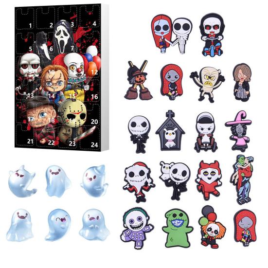 Halloween Advent Calendar 24 Mini Resin Scary Doll Halloween Countdown Calendar Collectible Horror Movie Figures for Kids