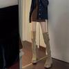 Maillard High-heeled Folded Knee Boots Women's Thick-soled Thick-heeled Heightened Knight Boots Autumn and Winter New Velvet
