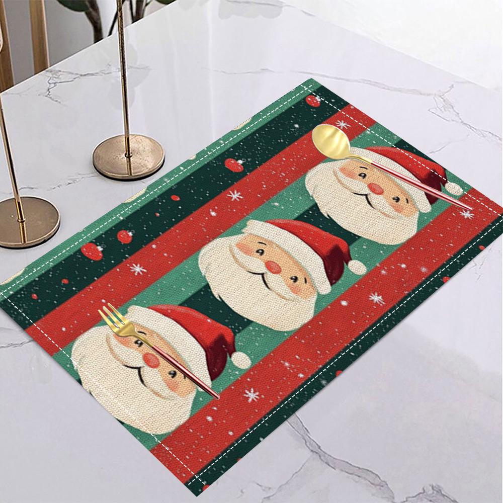 Gingerbread Man Placemat Design Durable Imitation Linen Christmas Holiday Restaurant Decoration and Kitchen Linen Placemats