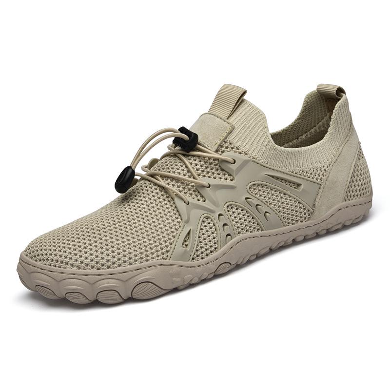 Men s Flyknit Mesh Slip-On Low-Top Casual Outdoor Hiking Shoes 40 бежевый