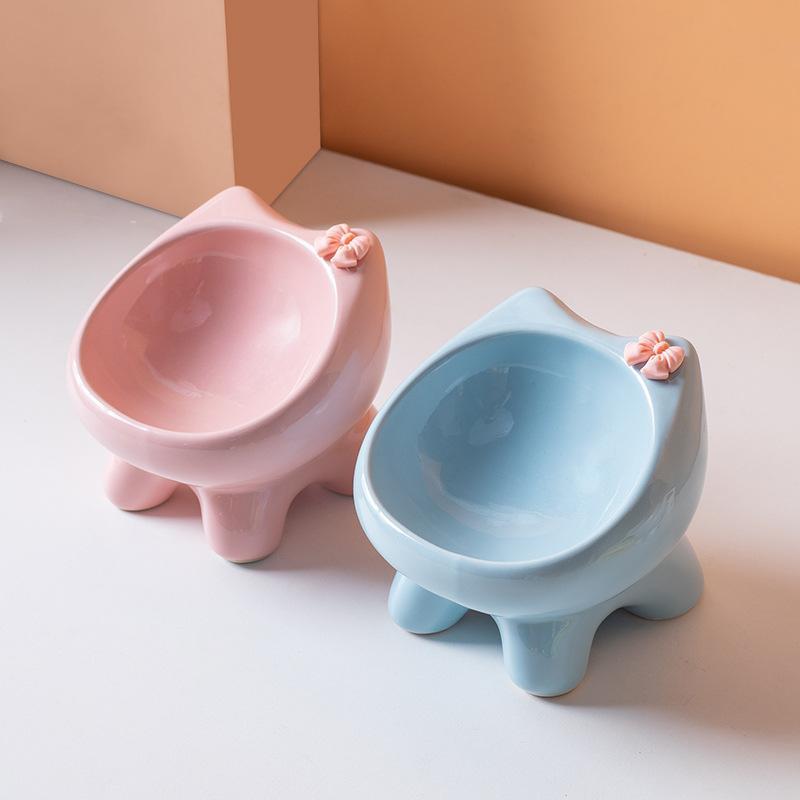 1Pcs Pet Food Bowl 15-Degree Angle Cat Bowl To Protect The Cat'S Neck And Prevent Pressure On The Whiskers Pet Supplies