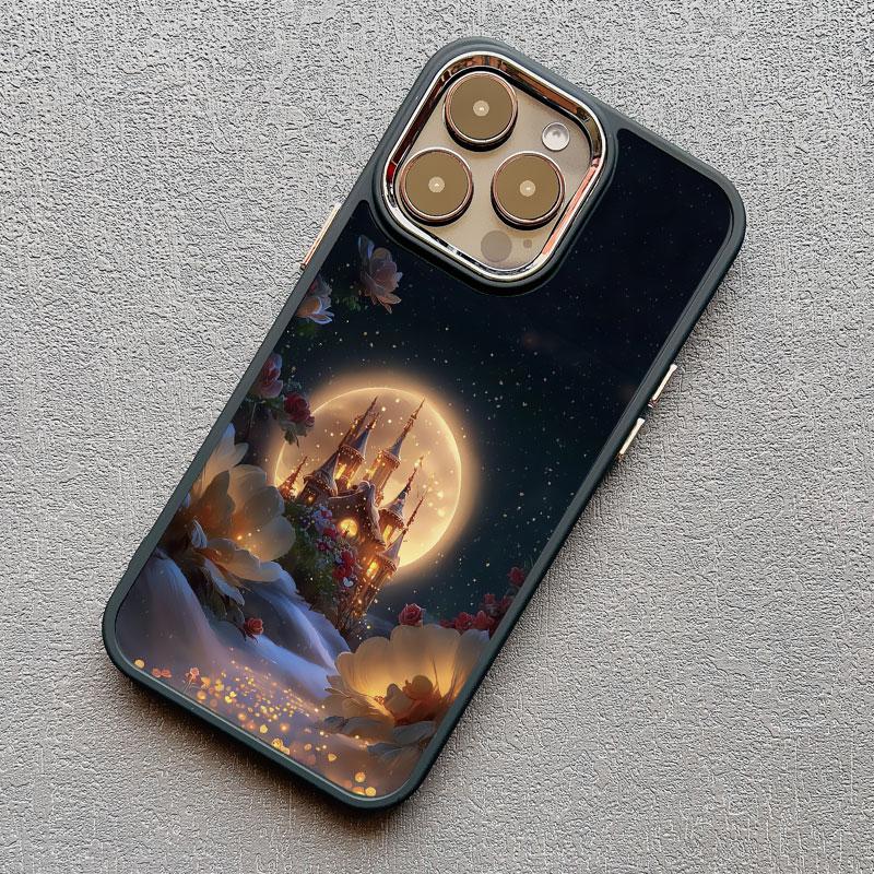Castle Under Moonlight Luxury Silicone Phone Case For iPhone 13 12 11 Pro Max 14 8 7 Plus SE2 X XR XS 15 14 Pro Max Mobile Case
