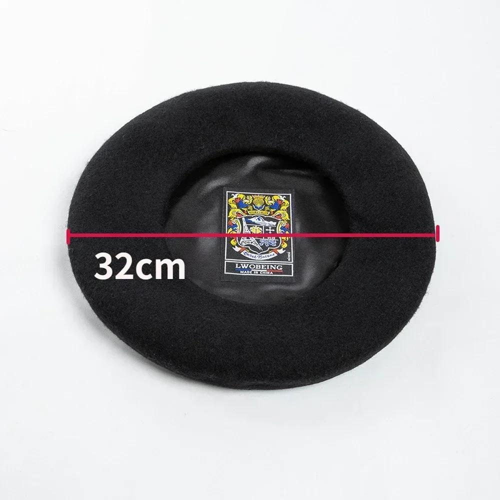 

Великі 100% Вовняні Берети Жіночі Осінь Зима 32см Великий Берет Великого Розміру Чоловічий Капелюх Капелюх Художника Жіноча Тепла Шапка для Прогулянок L 58-60cm
