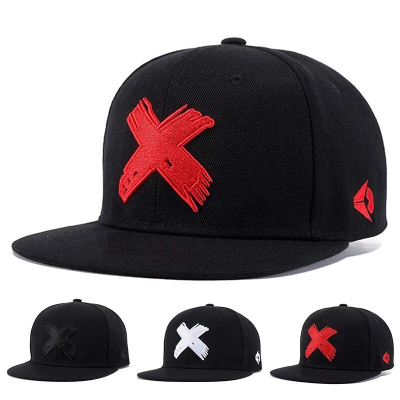Unisex Simple X Embroidery Hip-Hop Hats Outdoor Adjustable Casual Baseball Caps Sunscreen Hat