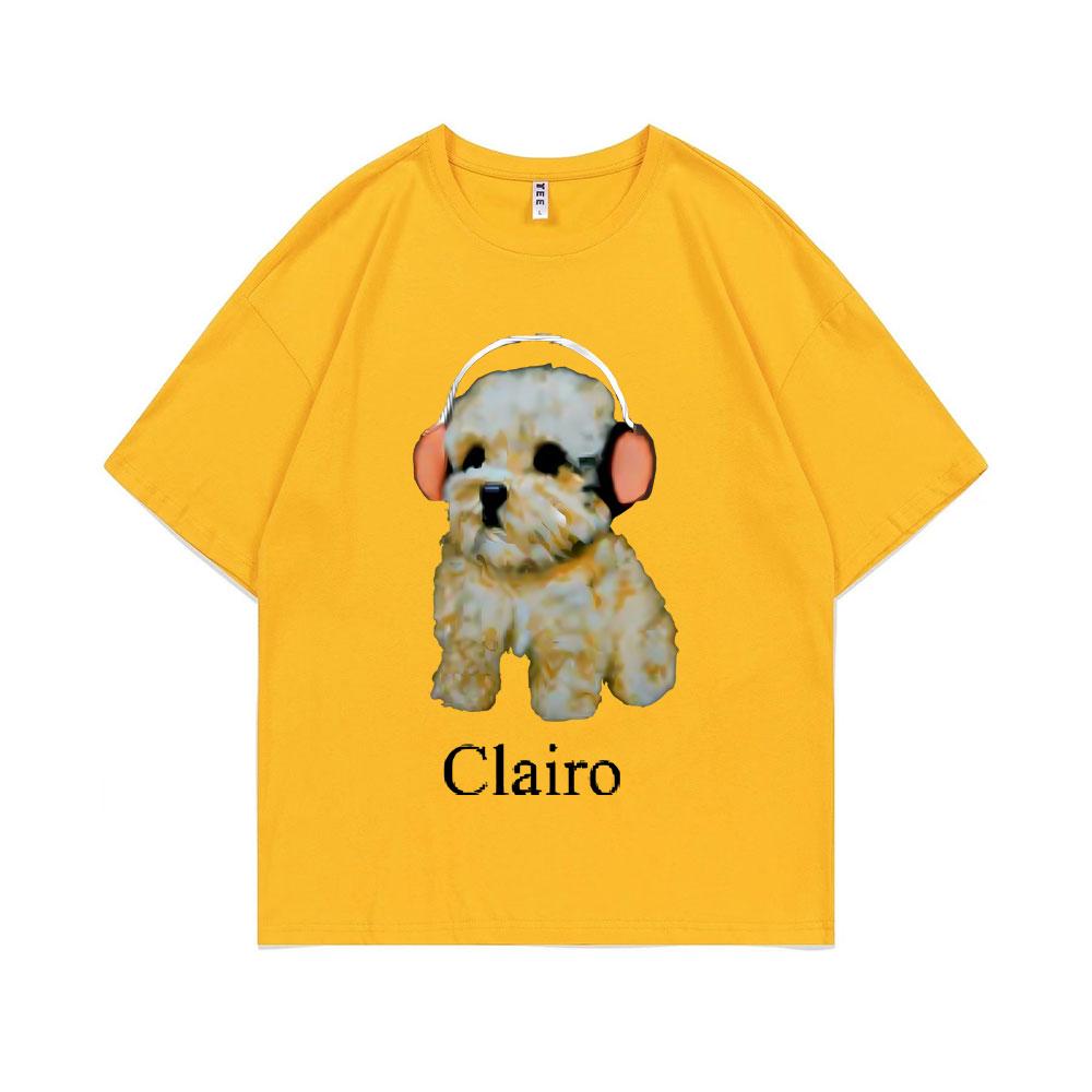 Clairo Dog Puppy Headphones Graphic Print Tshirt Summer Male Fashion Oversized Streetwear Unisex Women Cute Kawaii Tshirt Tops