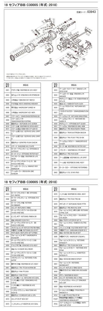Genuine Parts 18 SEPHIA BB C3000S Handle Set Part No. 13ERM