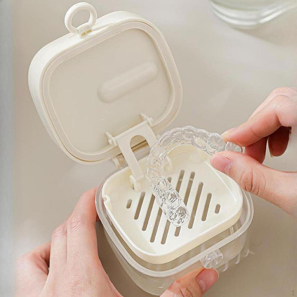 Dentures Brace Case Leakproof Carrying and Protecting Retainer Cleaning Box