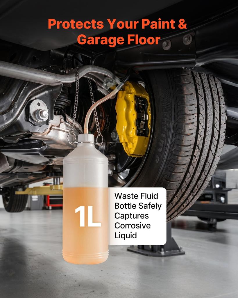 Brake Bleeder Kit, 3L Manual Brake Fluid Bleeding Kit with 1L Waste Bottle & 43.2 Mm Master Cylinder Adapter, One-Person Professional Brake Fluid