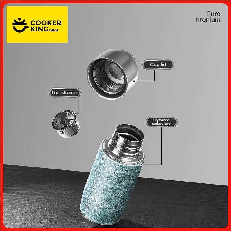 COOKER KING Double Wall Pure Titanium Thermos Cup Insulated Water Bottle With Tea Strainer Keep Warm and Cold Tea Cup Car Cups