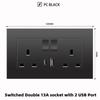 British 13A Socket with USB-C Fast Charging, Hong Kong & Macau Version, Black 3-Hole Square Pin 86 Panel