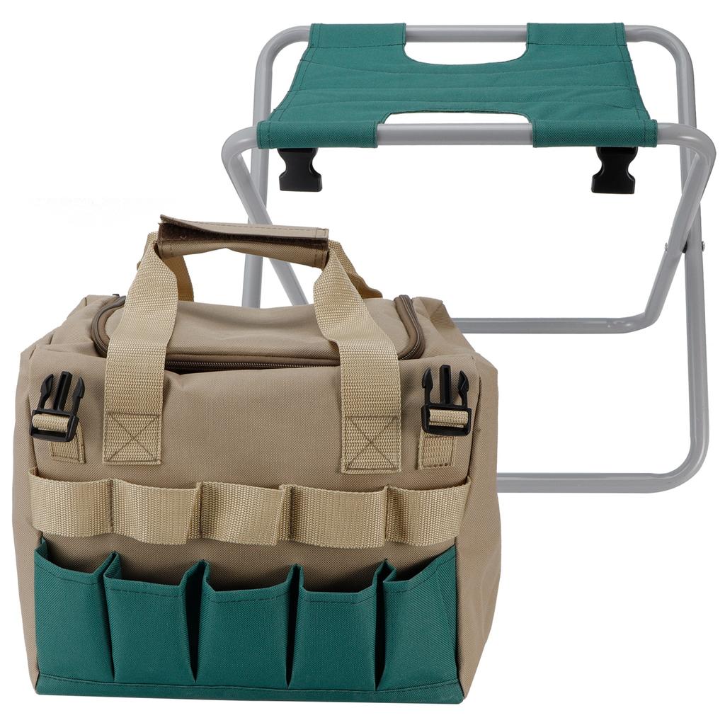 Multifunction Portable Folding Garden Stool Chair with Tool Bag for Outdoor Camping Supplies