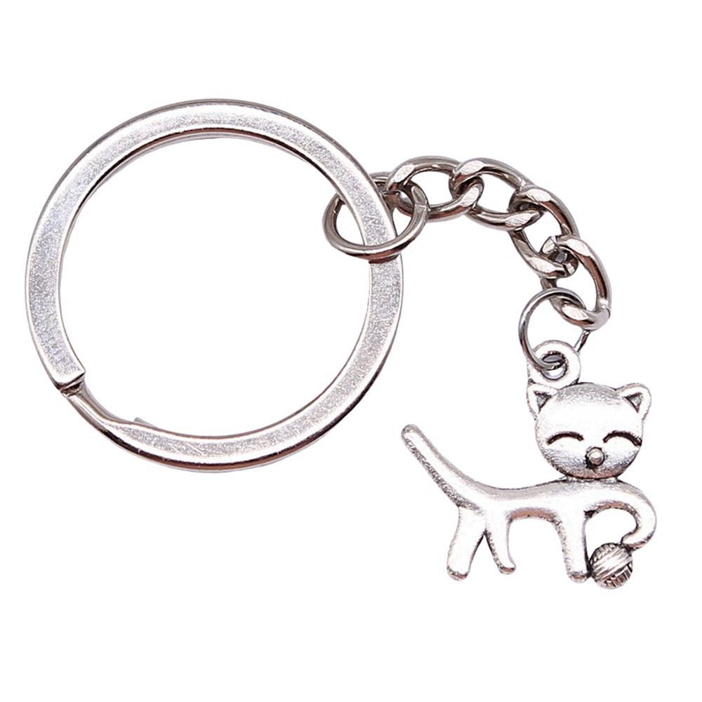 Cat Keychain Poultry Charm Pet Lover Key Holder 28mm Ring