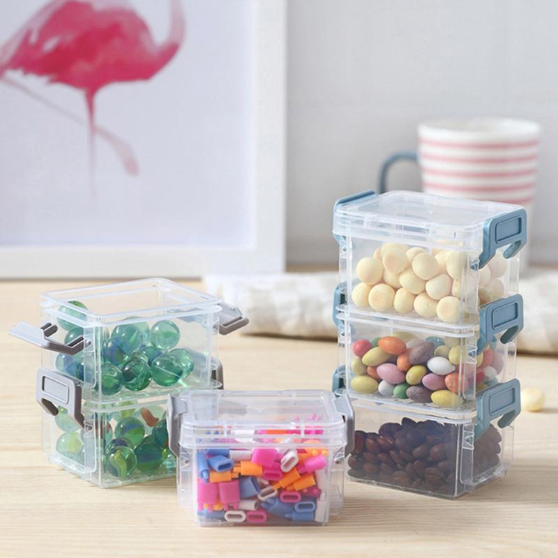 3-Layer Transparent Magic Buckle Storage Box Finishing Box Desktop Sundries Portable Storage Box Jewelry Organizer