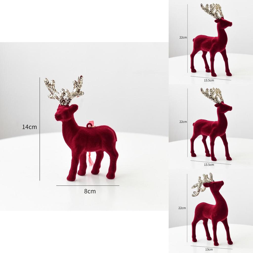 Stunning Christmas Reindeer Ornament Sparkling Burgundy Velvet Decorative Accent For Holiday Trees