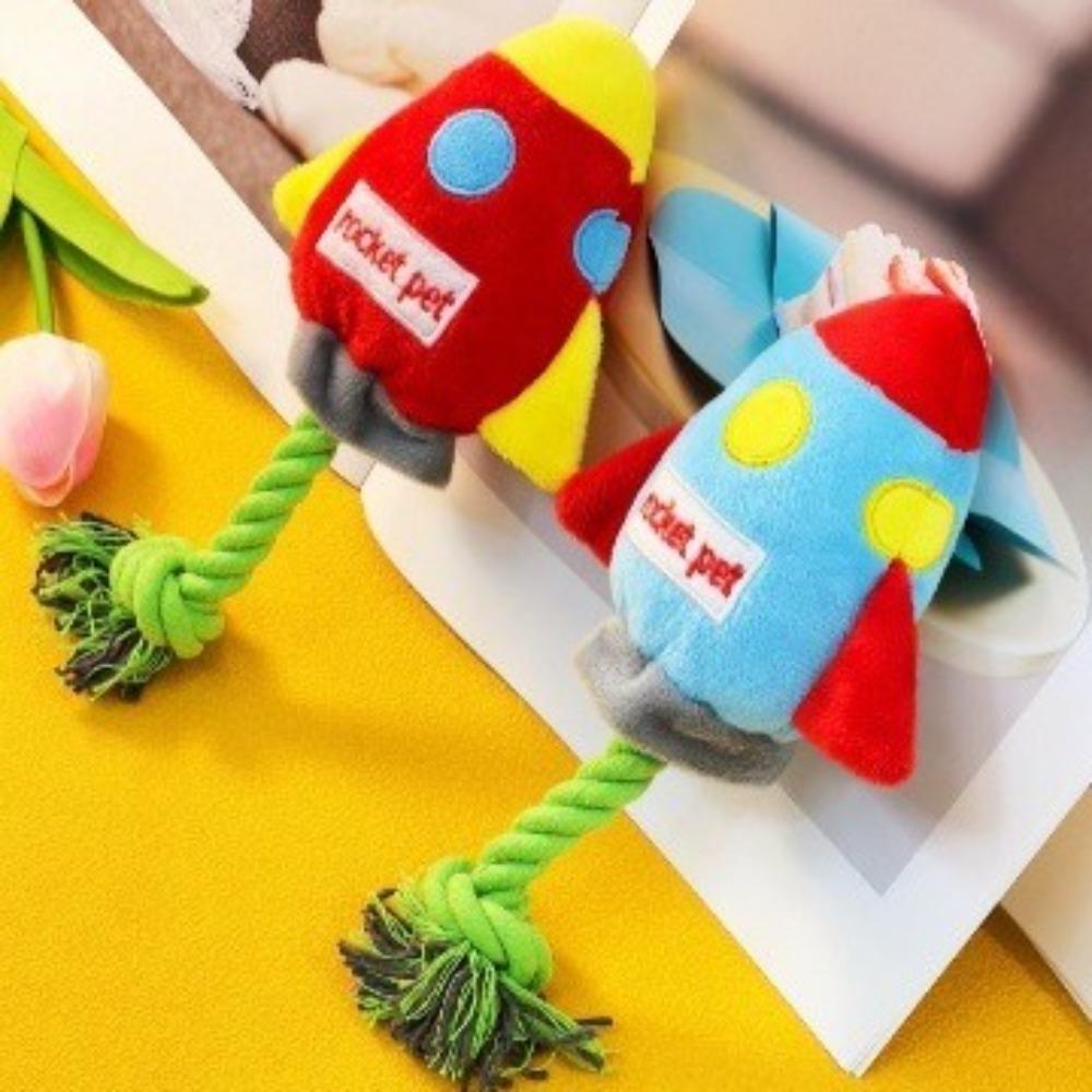 Dog Toys Plush Pet Dog Sound Plush Toy Bite Resistant Rocket Shape Dog Interactive Toy Soft Dog Chew Toys Large Dogs