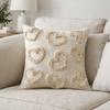 Romantic Valentine Heart Pattern Pillowcase Velvet Hidden Zipper Tufted Cushion Case Minimalist Embroidery Throw Pillow Cover