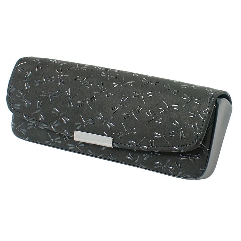 Inden H Glasses Black with Black Dragonfly [Inden-ya] Case, Deerskin, Lacquer, Pattern, 4206-01-008