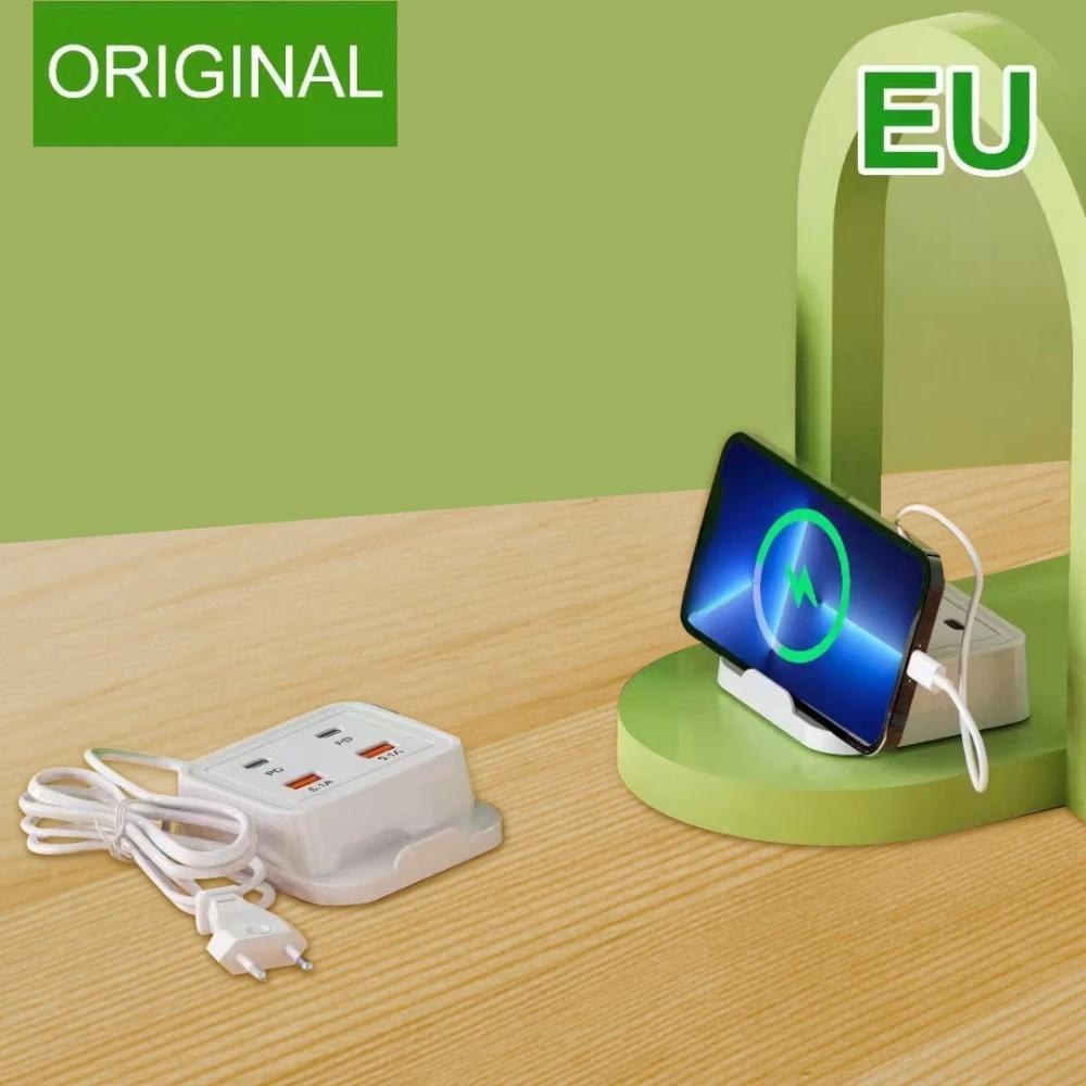 5.1A 4 Ports USB Charger Fast Charging PD Type C Wall Charger For iPhone 15 Samsung Xiaomi EU US Plug Phone Quick Power Adapter