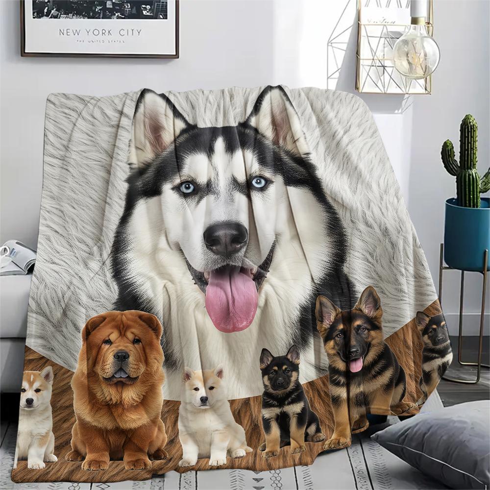 1Pc Labrador Dogs Print Flannel Blanket, High quality Comfortable for All Seasons, Home Decor, Warmth and Comfort, Perfect for Gifts