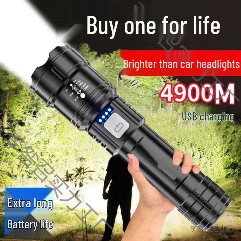 High Power Rechargeable Mini Tactical Flashlight - Bright, Portable, Long Range, Multifunctional, White Light Display